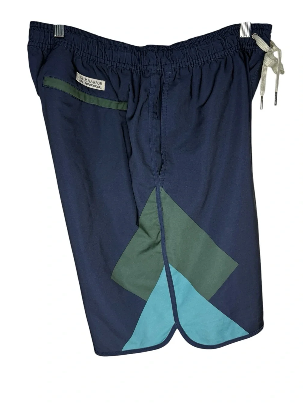 Fair Harbor Navy Blue Swim Shorts with Green Design size XL